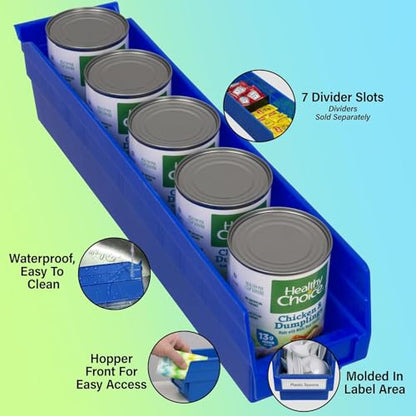 Akro-Mils 30128 Plastic Shelf Bins, Heavy Duty Storage Bins for Garage, Closet, and Drawer Organization, 18-Inch x 4-Inch x 4-Inch, Green, 12-Pack - color: Green