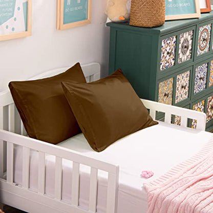 NTBAY Egyptian Cotton Toddler Pillowcases - Set of 2 - Travel Pillow Cases - 500 Thread Count Cotton 13x18 Pillow Covers - Envelope Closure Nursery Pillowcases, 13x18 Inches, Brown - color: Brown
