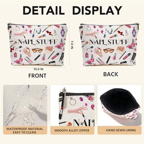 JIUWEIHU Nail Stuff Makeup Bag, Nail Technician Cosmetic Bags Travel Organizer Bag Zipper Pouch, Christmas Birthday Gifts for Girls Nails Polish Tool Women Friend Colleague Sister - color: Multicolor 0062