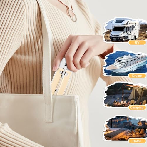 Foldable Travel Hangers for Cruise, 6 Pack Portable Collapsible Hangers with Clips, Folding & Space-Saving Suitcase Hangers for Travel, (Beige-White) - color: Beige-white