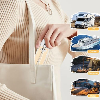 Foldable Travel Hangers for Cruise, 6 Pack Portable Collapsible Hangers with Clips, Folding & Space-Saving Suitcase Hangers for Travel, (Beige-White) - color: Beige-white