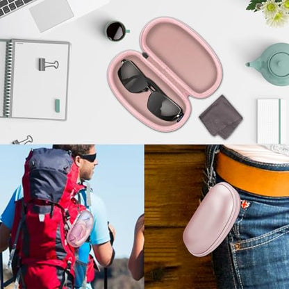 Fintie Sunglasses Case with Carabiner, Hard Shell Shockproof Sport Glasses Cases Travel Zipper Eyeglasses Holder, Glittering Marble - color: Glittering Marble