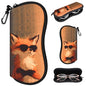 Sunglasses Case with Belt Clip, Ultra Light Neoprene Zipper Soft Padded Glasses Case for Women Men - color: Fun Fox