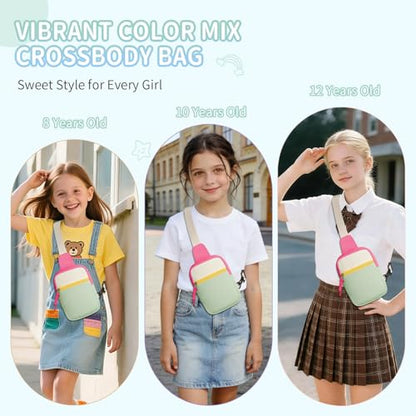 Birthday Gifts for 8 9 10 11 12 Year Old Teens Girls Kids, Fanny Pack Crossbody Bag Sling Belt Bags Purse, Dorm Travel Essentials for Girls Fashion, Preppy Tween Teen Girl Gift Trendy Stuff - color: Beige&Green