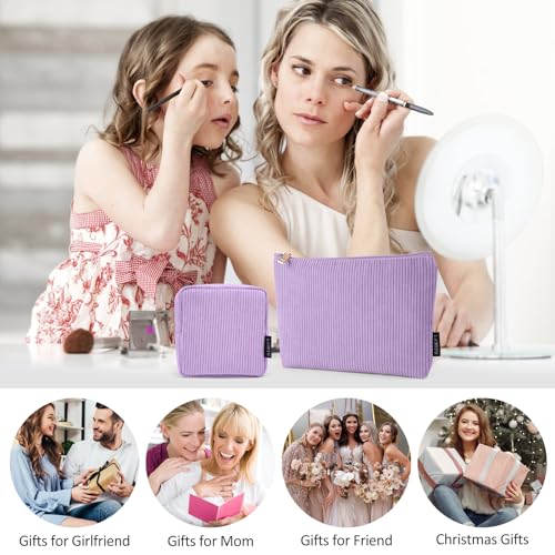 MAGEFY Makeup Bag Small Cosmetic Bag for Women - color: Purple-2pcs-Small+Large