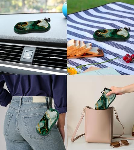 Sunglasses Case Soft Glasses Cases for Women Pouch Eyeglass Bag Eye Glass Kids Girls Sun Glasses Cute Kawaii - color: Marble Green