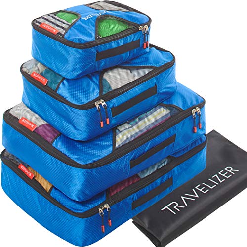 Travel Packing Cubes 5 pcs Luggage Organizer Set for Bag & Suitcase - color: Blue