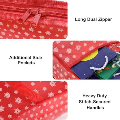Christmas Wrapping Paper Storage Containers,40 Inch Gift Wrapping Organizer Storage,Fits 20 Standard Rolls of Wrapping Paper,Breathable Fabric, Square - color: red-40in-1p