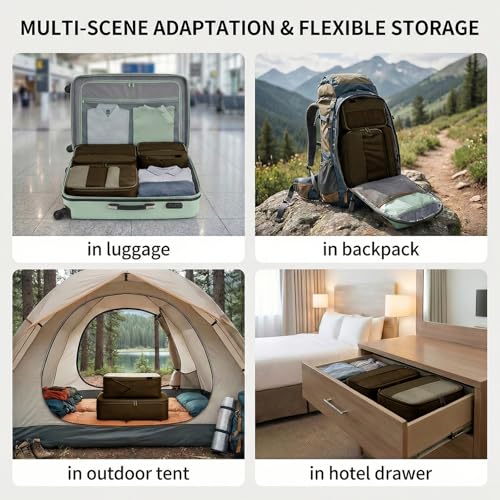 4 Piece Compression Packing Cubes for 3–7 Day Travel, Space Saving Travel Organizers with Breathable Mesh, Double-Zipper Packing Cubes for Carry-On & Suitcases (Gray) - color: Gray