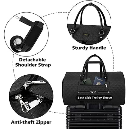 Garment Bag for Travel With Toiletry Bag Convertible Carry On Weekender Bag Large Travel Duffel Bags for Women 2 in 1 Hanging Suitcase Suit Travel Bags for Women & Men 3pcs Set (G-Black) - color: A1-black