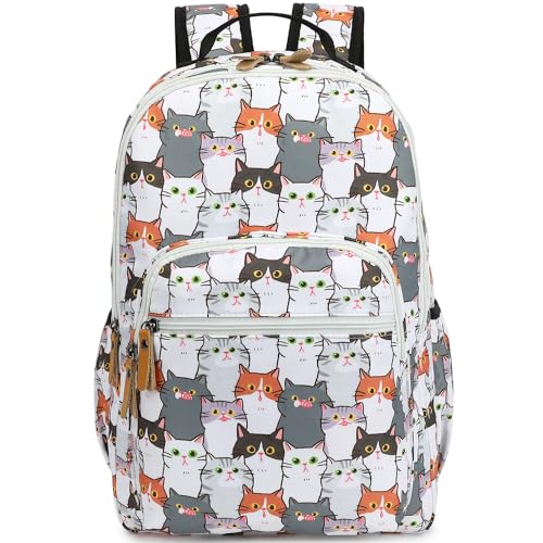 Leaper Cute Cat Printing Laptop Backpack Water-resistant College Backpack Bookbags Travel Bag Casual Bag Satchel Gary - color: Gary-cat, size: X-Large