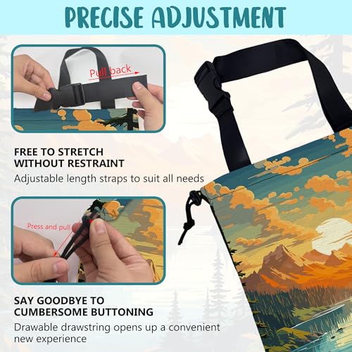 Car Garbage Bag Mountain Lake and Sunrise Drawstring Car Trash Bag Hanging for Back Seat with Adjustable Buckle Canvas Vehicle Trash Can Easy-to-Install - color: Mountain Lake and Sunrise
