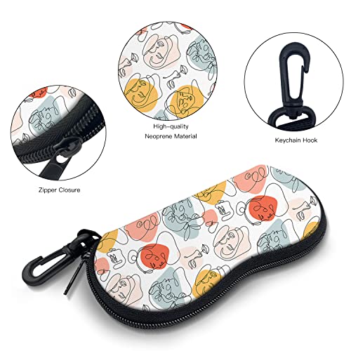 Sunglasses Soft Case with Carabiner Ultra Light Neoprene Zipper Glasses Case - color: Artistic Face