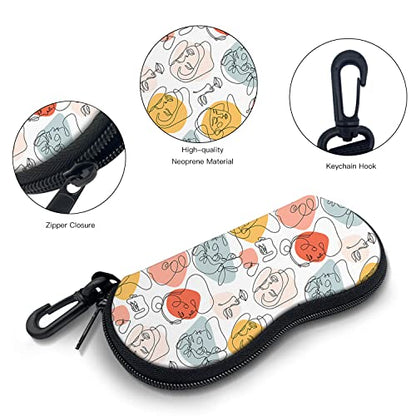 Sunglasses Soft Case with Carabiner Ultra Light Neoprene Zipper Glasses Case - color: Artistic Face