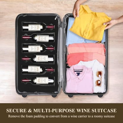 12-Bottle Wine Suitcase for Airplanes | TSA-Approved Checked Luggage | Durable PC Hard Shell & Shockproof Foam | Maximum Protection Travel Case for Airline Transport
