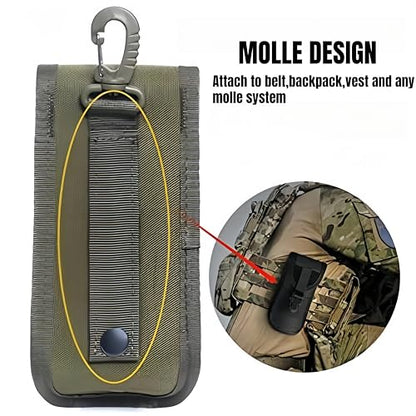 ACEXIER MOLLE Glasses Pouch Outdoor Durable Tactical Pouch Sunglasses Case Army Style Flashlight Pouch with Buckle - color: Green