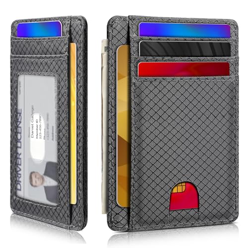 Artpaxy Slim Wallet for Men & Women, Minimalist Front Pocket Card Holder for Travel, RFID Blocking, Water Resistant Nylon Wallet for ID & Cash & Credit Card - color: Gray