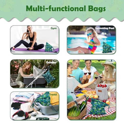 ALVA ALVABABY 3pcs Cloth Diaper Wet Dry Bags Waterproof Reusable with Two Zippered Pockets Travel Beach Pool Daycare Soiled Baby Items Yoga Gym Bag for Swimsuits or Wet Clothes 3L-ZM16A - color: Engineering truck Lion crocodile