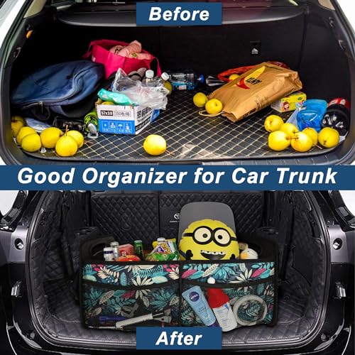 Deosk Car Trunk Organizer for SUV, Car Organizers and Storage with Reinforced Handles, Car Accessories for Women/Men 50L Waterproof Polyester Trunk Organizer(Medium, Leaves) - color: Leaves, size: Medium