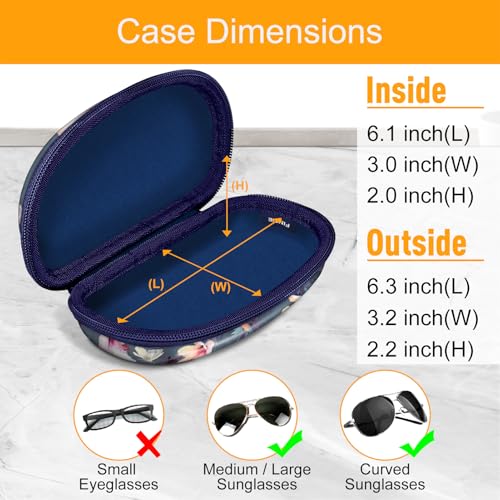 Fintie Sunglasses Case with Carabiner, Hard Shell Shockproof Sport Glasses Cases Travel Zipper Eyeglasses Holder, Blooming Hibiscus - color: Blooming Hibiscus