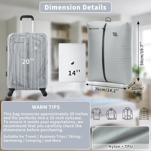 Upgraded Vacuum Bag for Travel, Professional IPX8 Waterproof Reusable Vacuum Compression Bags for Travel Suitcases, Durable Space Saver Bag - color: Upgraded Gray, size: 2 PC -With Pump