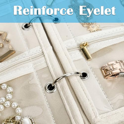 Travel Jewelry Organizer Case,Small Jewelry Bags for Traveling, Jewelry Binder with 24 Pcs Clear Zipper Velvet Pouches (Inner Pages,Beige,3 PCS) - color: Inner Pages,Beige,3 PCS