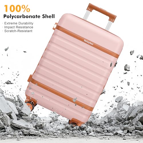 Luggage Sets 3 Piece with Spinner Wheels, Lightweight PC Hardside Suitcase with TSA Lock & YKK Zippers, 20 Inch Carry On Luggage with Travel Bag for Men and Women, Pink - color: Pink, size: 3 Piece Set (20inch)