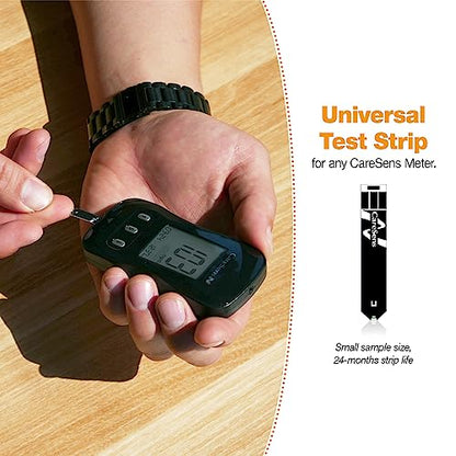 CareSens N Blood Glucose Monitor Kit with 100 Blood Sugar Test Strips, 100 Lancets, 1 Blood Glucose Meter, 1 Lancing Device, 1 Control Solution, Travel Case for Diabetes Testing for Personal Use