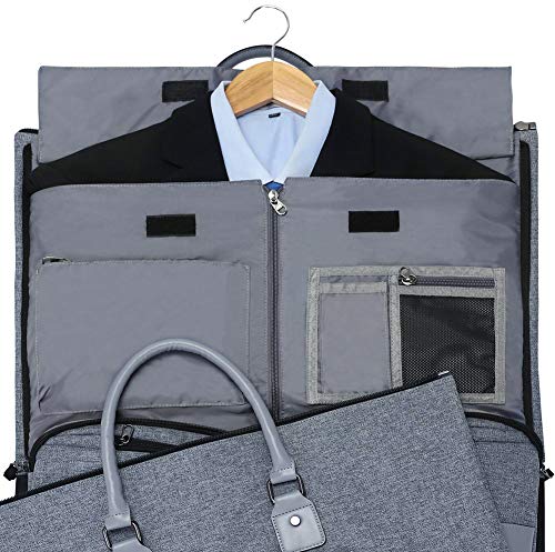 Modoker Convertible Garment Bag with Shoulder Strap, Carry on Garment Duffel Bag for Men Women - 2 in 1 Hanging Suitcase Suit Travel Bags, Grey Heather - color: Grey Heather
