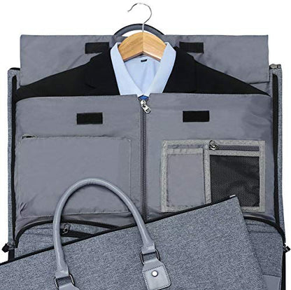 Modoker Convertible Garment Bag with Shoulder Strap, Carry on Garment Duffel Bag for Men Women - 2 in 1 Hanging Suitcase Suit Travel Bags, Grey Heather - color: Grey Heather
