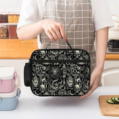 Gothic Lunch Bag Insulated Reusable Lunch Box Cooler Thermal Tote Bag For Teenage Boys Girls School Beach - color: Gothic