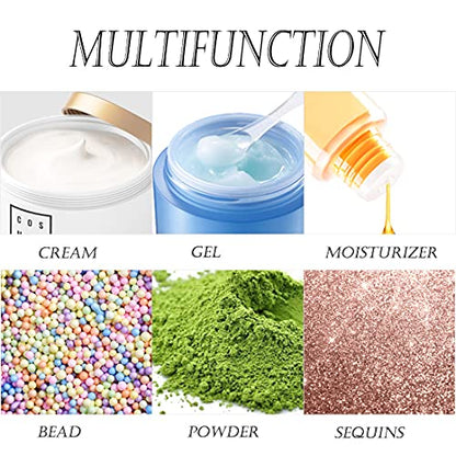 5 Gram Sample Containers with Lids, Mini Makeup Containers, Empty Plastic Travel Cosmetic Containers with Labels(25 Count, Clear Lid) - color: Clear