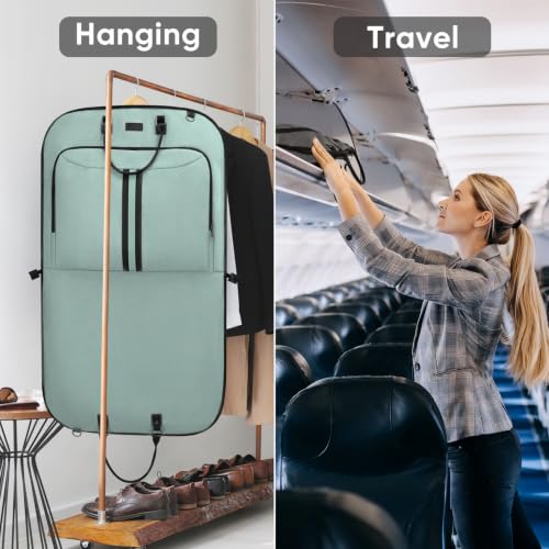 BALEINE Travel Garment Bag, Travel Suit Bag for Men, 42'' Waterproof Carry on Garment Bag for Hanging Clothes, Garment Duffel Bag for Travel Business (Mint Green) - color: Mint Green