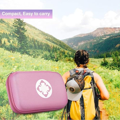 277PCS Compact Emergency First Aid Kit for Car Business Travel Size Backpacking Gear Bag Camping Essentials Survival Kit Supplies for Road Trips, Hiking, Outdoor Play Pink AMORNING - style: Pink-277Pcs