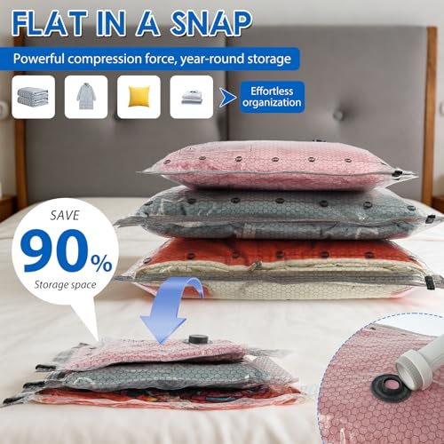 12 Combo Vacuum Storage Bags with Electric Pump (4 Large, 4medium, 4 Small) Travel Clothes Space Saver Bags, Compression Airtight Seal Bags for Clothing, Pillows, Comforters(12PCS with electric pump)
