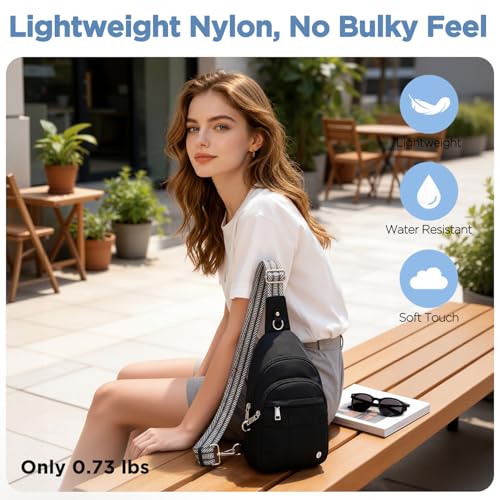 Anti Theft Sling Bag for Men & Women, Lightweight Puffer RFID Crossbody Bag for Travel, Commuting & City Walking, Hands-Free Everyday Essentials Bag Black - color: Black