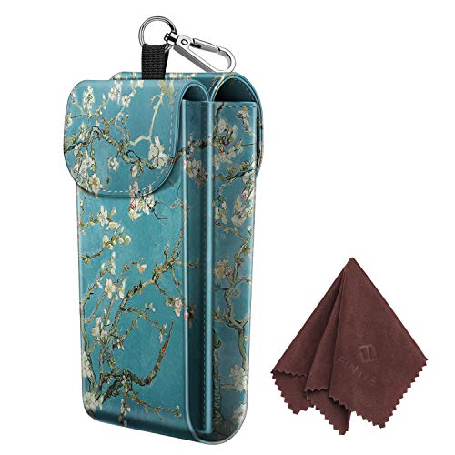 FINTIE Double Glasses Case with Carabiner Hook, Portable Vegan Leather Eyeglass Case Anti-scratch Sunglasses Pouch - color: Blossom