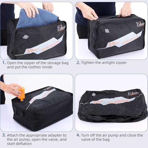 Fuloon Space Saver Vacuum Storage Bags, 20-Inch Travel Compression Bags for Air Travel, Business Trip, Carry-On Suitcases & Backpack, Black (1 Pack, Without Pump) - size: 1 Pack Without Pump