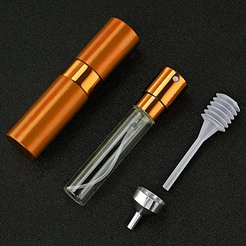 LISAPACK 8ML Atomizer Perfume Spray Bottle for Travel, Empty Refillable Cologne Dispenser, Portable Sprayer (Orange) - color: Orange