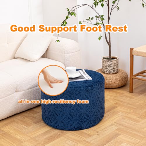 Plush Multi-Functional Ottoman Pouf – Ergonomic Ottoman Foot Rest with Space-Saving Design, Perfect Under Desks, Couches & Sofas (Navy Blue) - color: Navy Blue