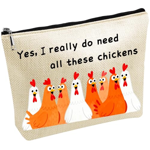CREATCABIN Chicken Bags Travel Cosmetic Bag Zipper Pouch Multi Purpose Case Toiletry Packing Purse Storage for Keys Lipstick Card Woman Friends 10x7Inch-Yes, I Really Do Need All These Chickens - style: Chicken
