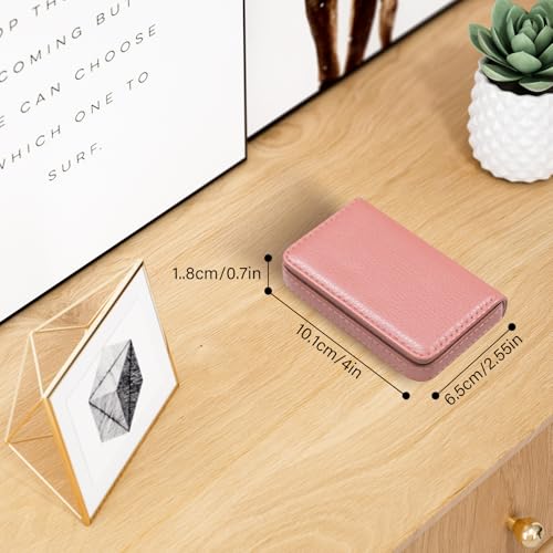 Business Credit Card Holders, Magnetic Sealing Anti Drop, PU Leather Debit Card Protector Organizer Case (Rose Pink) - color: Rose Pink