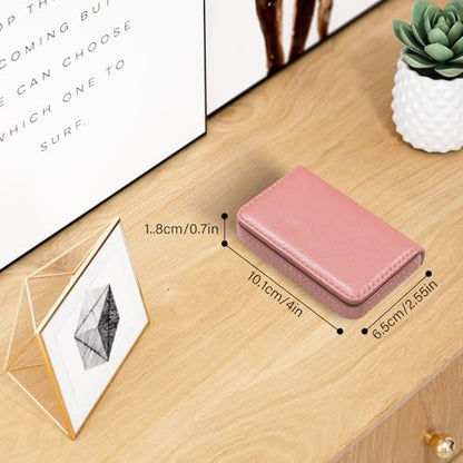 Business Credit Card Holders, Magnetic Sealing Anti Drop, PU Leather Debit Card Protector Organizer Case (Rose Pink) - color: Rose Pink