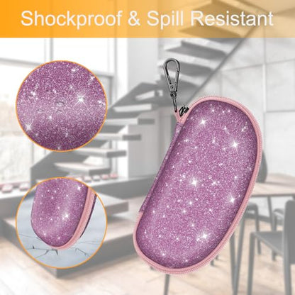Fintie Sunglasses Case with Carabiner, Hard Shell Shockproof Sport Glasses Cases Travel Zipper Eyeglasses Holder (Glittering Purple) - color: Glittering Purple