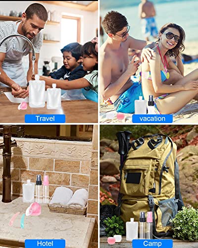 SEQUHITKU 17 Pack Travel Pouches for Toiletries,TSA Approved,Travel Size Portable Containers,Stand Up Pouch,Refillable Travel Accessories for Shampoo Conditioner Lotion Soap Liquids (C-17pcs) - size: C-17pcs