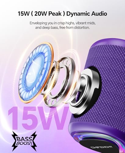 Portable Bluetooth Speaker Beach Essentials: Powerful Crystal Clear Sound/Dynamic Light/IPX5 Waterproof/All Day Playtime/Wireless BT 5.3/TWS Paring, Dad Gifts, Outdoor|Travel|Camping|Pool Accessories - color: Purple