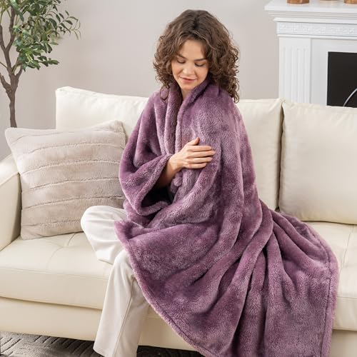 Berkshire Blanket Classic Extra-Fluffy™ Plush Throw Blanket, Soft Fuzzy Fluffy Long Hair Throw Blanket for Couch Sofa Bed, Plum Smoke, 50x60 Inches - color: Plum Smoke, size: Throw/Throw XL