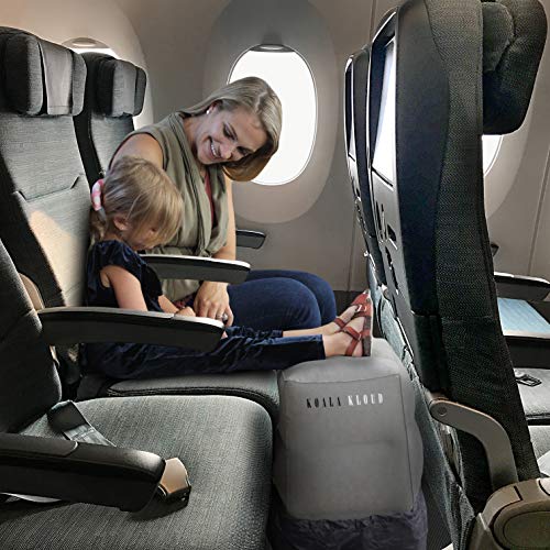 Koala Kloud 3 Height Travel Foot Rest - Gray Inflatable Foot Rest Pillow, Car Seat, Airplane Bed for Toddler Travel Essentials Kids Accessories - color: Gray