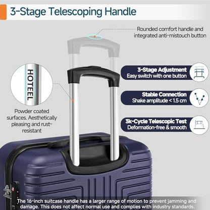 Hoteel Luggage Sets 5 Piece, 4-Year Warranty, Durable Suitcase Set with Spinner Wheels, ABS+PC Hard Shell Lightweight Luggage with TSA Lock, Large Checked Travel Suitcases, Dark Blue((20/24/28/DB/TB) - color: Dark Blue, size: 20/24/28/TB/（DB/BP）