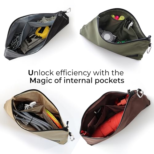 COREFLEX Premium Tool Pouch Zipper Bag, Small Tool Bag, Multipurpose Storage pouch, Heavy duty Flat Bottom Tool bag with YKK Zipper (6 pack Combo mixed size Black &Grey) - size: 6 pack Combo mixed size Black &Grey